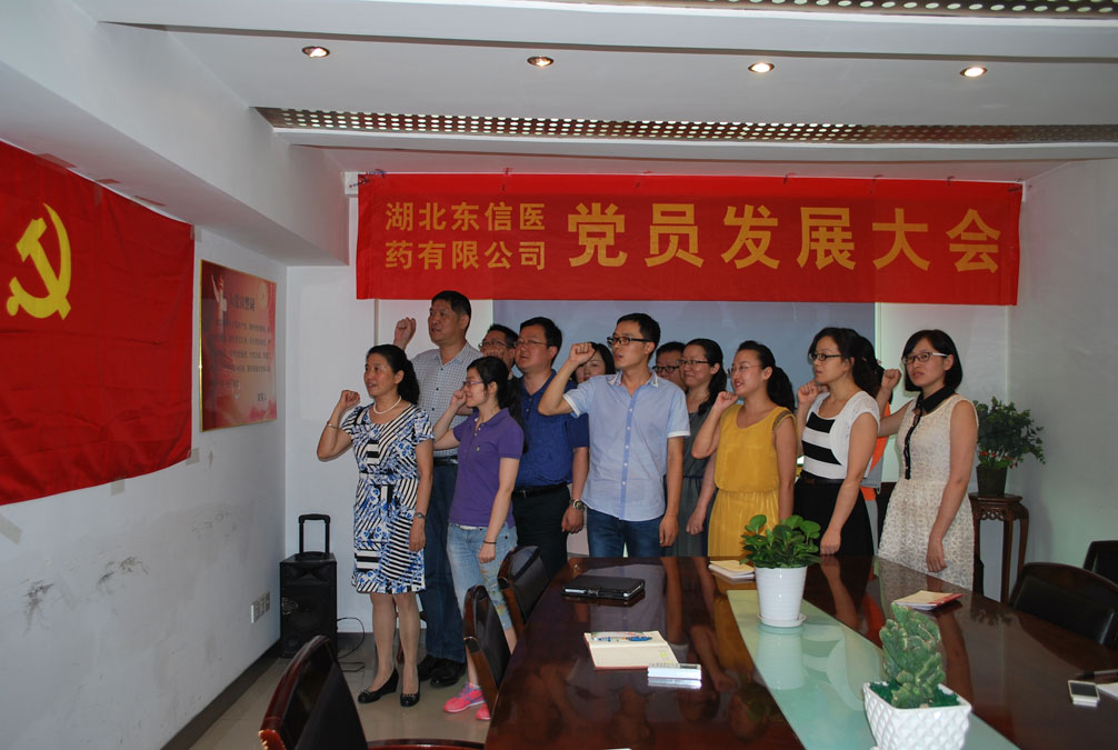 湖北東信醫(yī)藥有限公司黨支部召開發(fā)展新黨員和黨員轉正大會