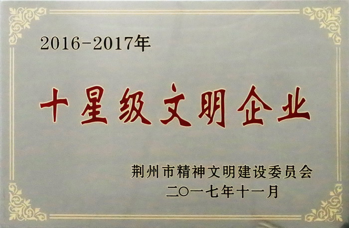 東信藥業榮獲荊州市“十星級文明企業”稱號